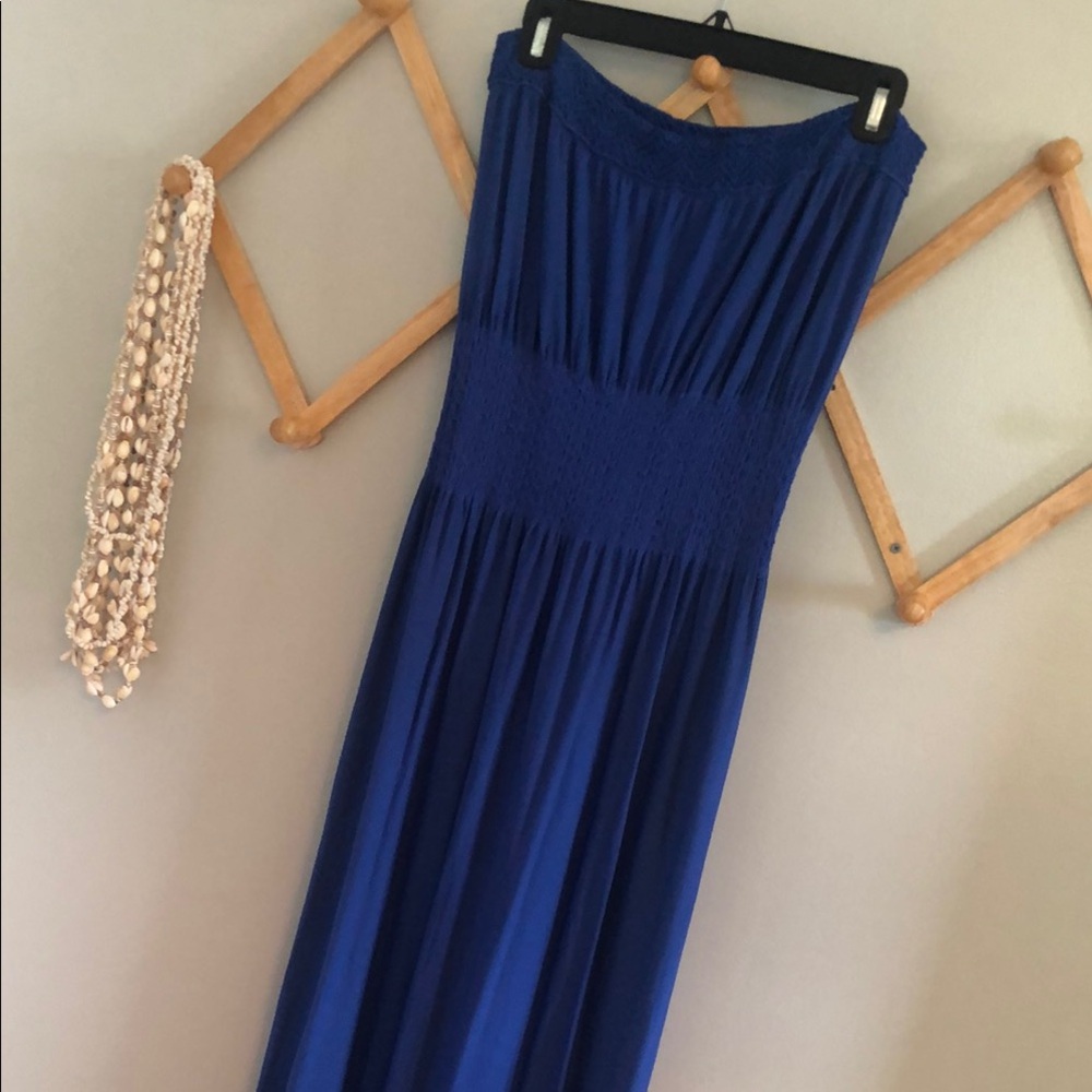 Strapless Royal Blue Maxi Dress